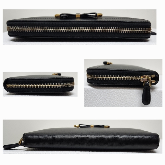 PRADA Saffiano Black Leather Zip Around Wallet EUC - Picture 11 of 11